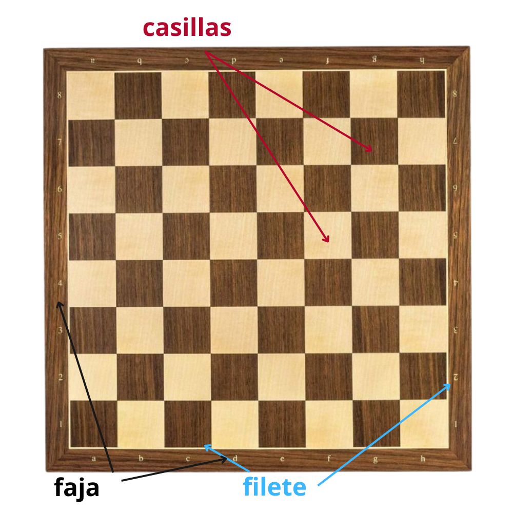 Tablero de ajedrez de madera.