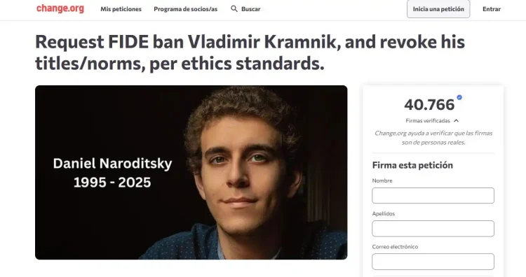 Más de 40.000 personas piden la retirada del título de Gran Maestro de Kramnik